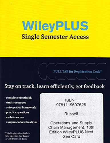 operations and supply chain management 10th edition wileyplus single semester access code russell