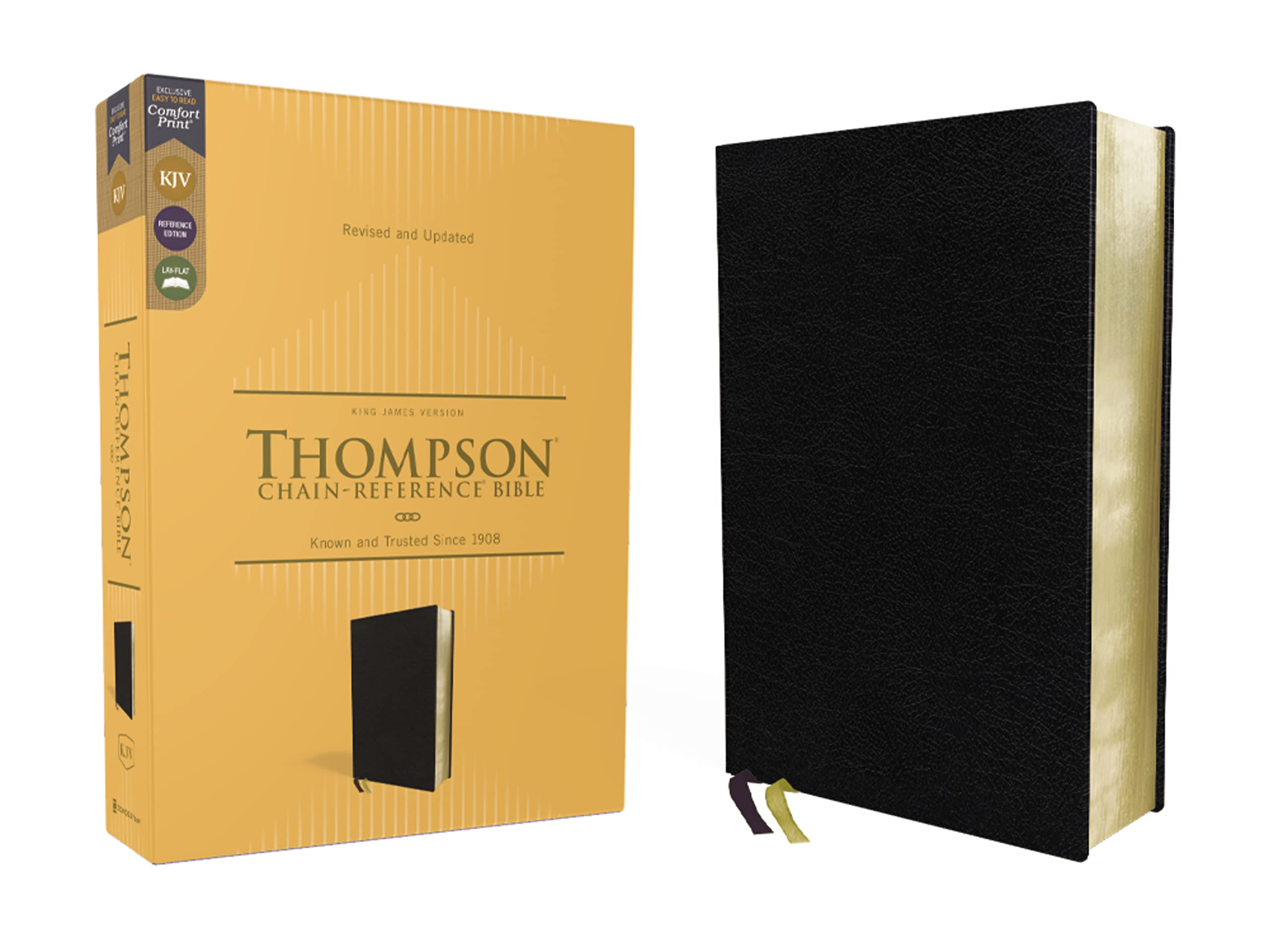 kjv thompson chain reference bible european bonded leather black red letter comfort print  zondervan