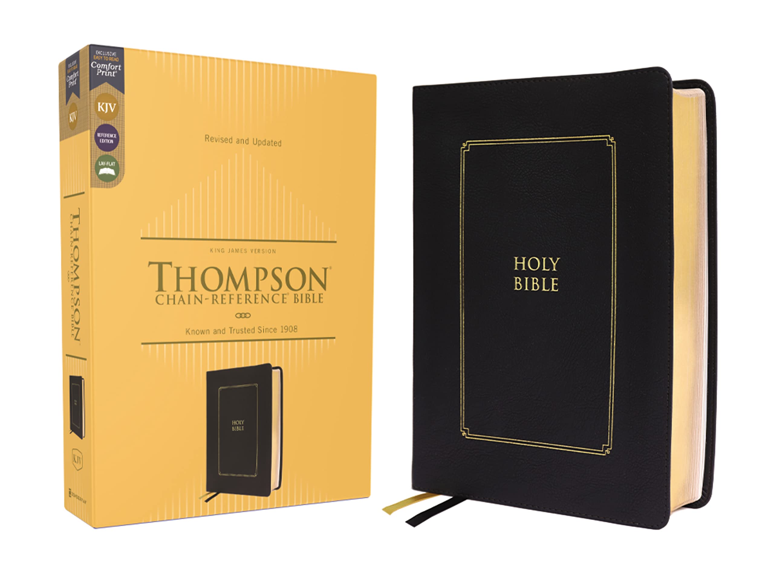 kjv thompson chain reference bible leathersoft black red letter comfort print zondervan 0310461286,