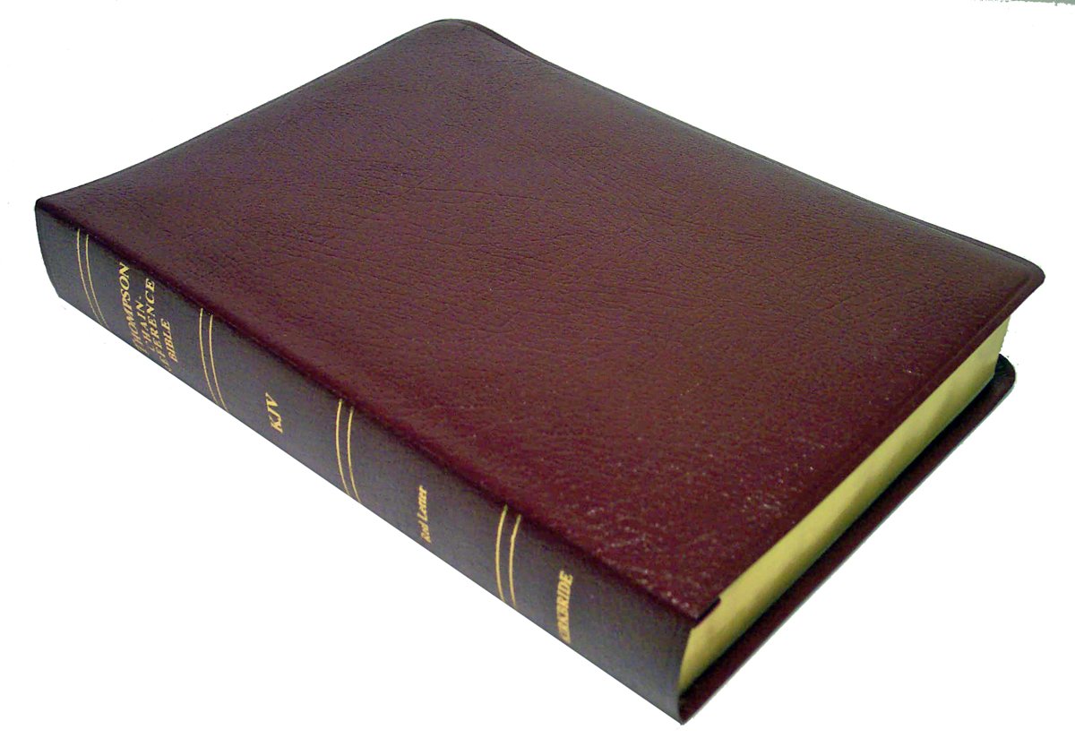 kjv burgundy bonded leather regular size thompson chain reference bible  kirkbride bible 0887073301,