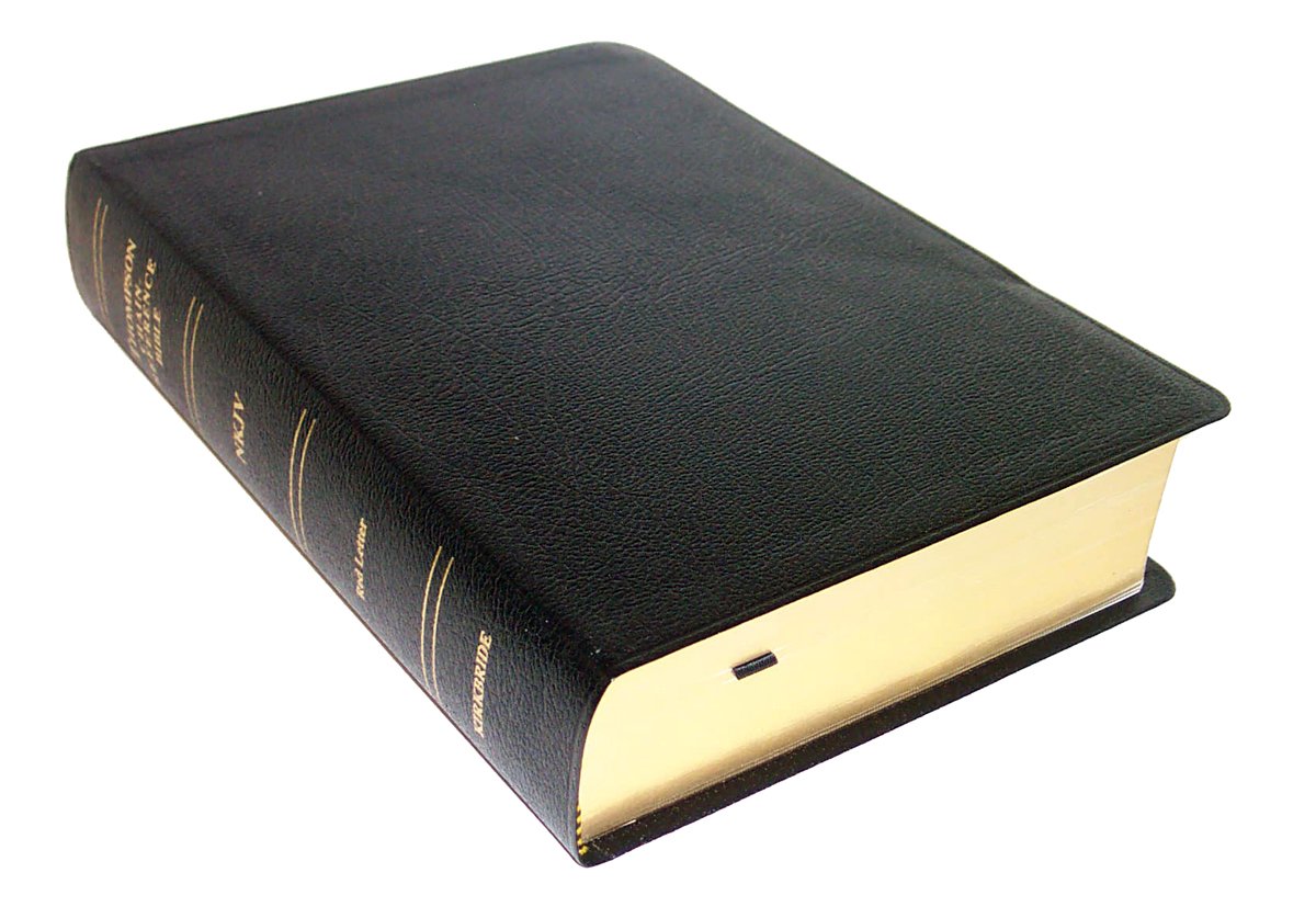 nkjv black bonded leather regular size thompson chain reference bible  kirkbride bible 0887073360,