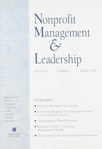 nonprofit management and leadership no 3 summer 1999  young, dennis r. 0787915084, 9780787915087