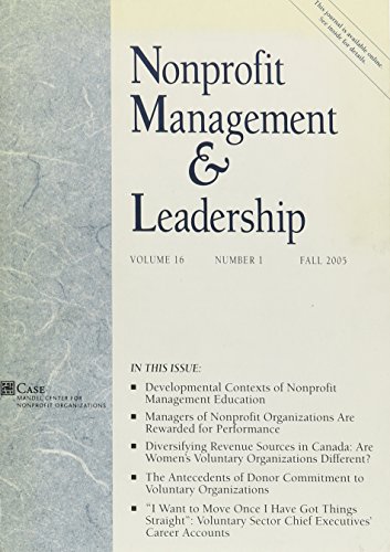 nonprofit management and leadership no 1 fall 2005  nml (nonprofit management & leadership) 0787982628,
