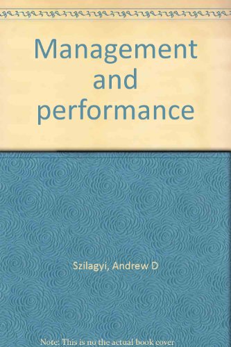 management and performance  szilagyi, andrew d 0830254676, 9780830254675