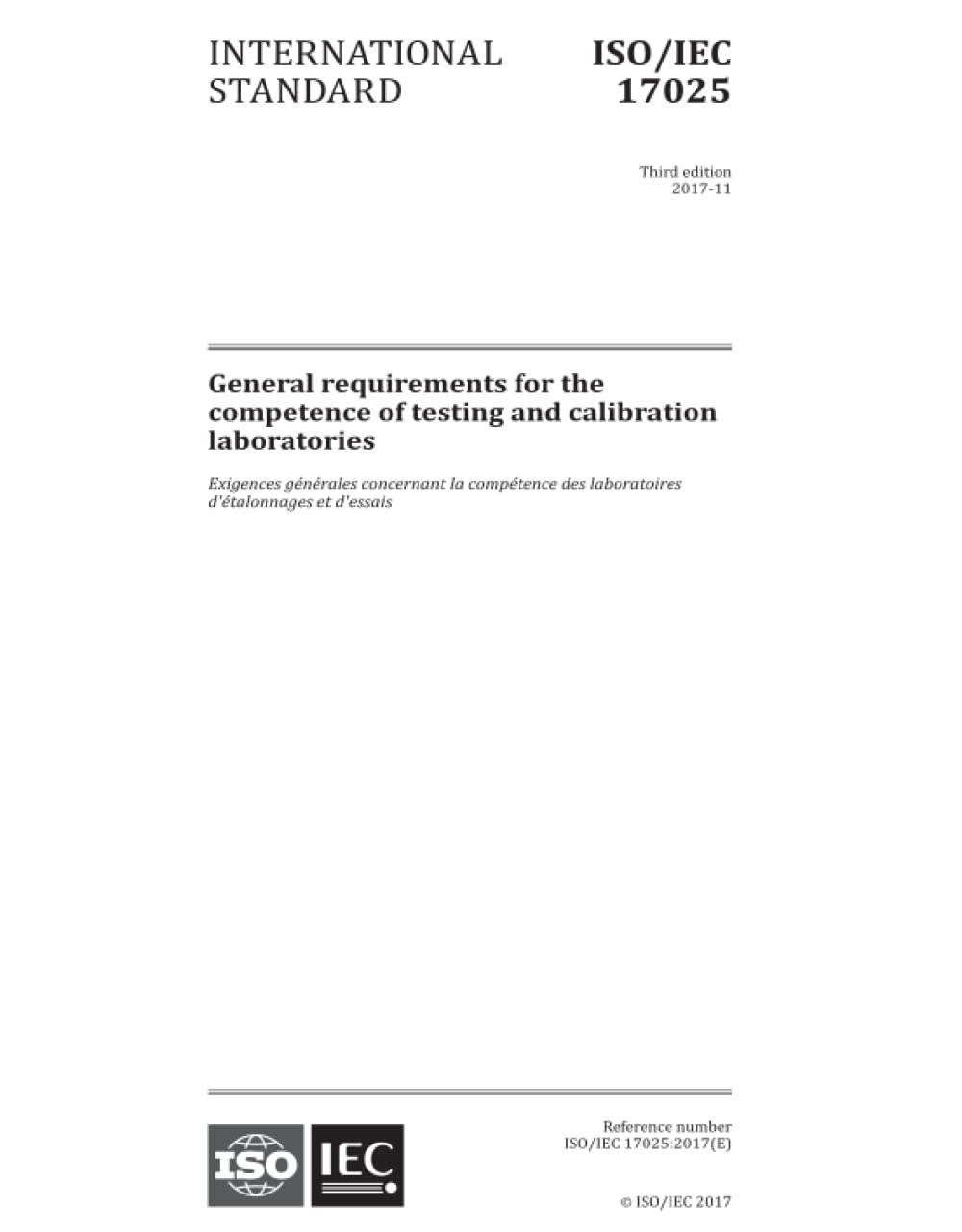 iso/iec 17025 2017 general requirements for the competence of testing and calibration laboratories