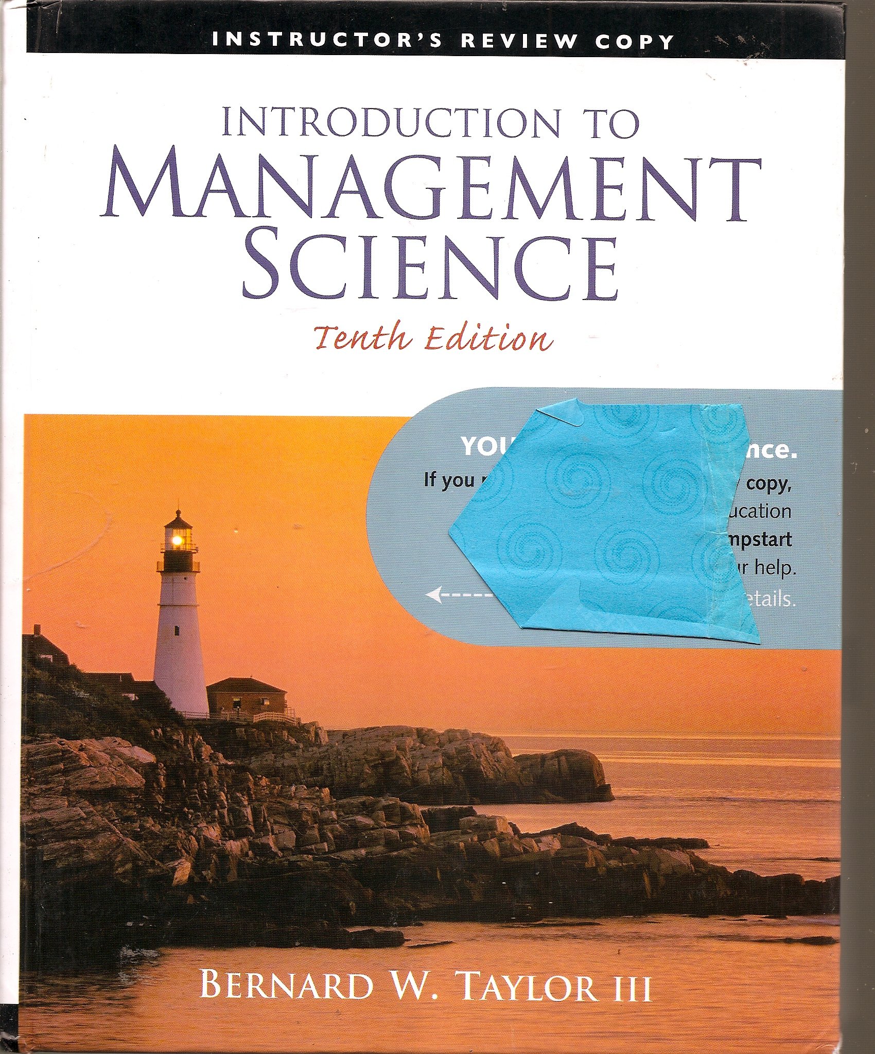 introduction to management science instructors review copy 10th edition bernard w. taylor iii 0136064647,