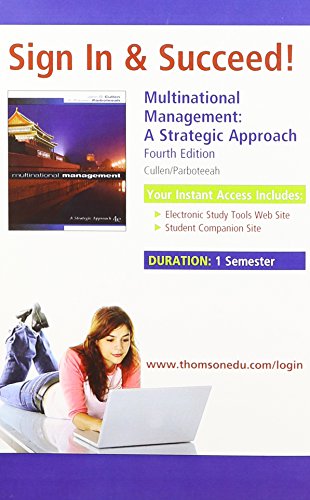 study guide cd rom for cullen/parboteeah s multinational management 4th edition john b. cullen, k. praveen
