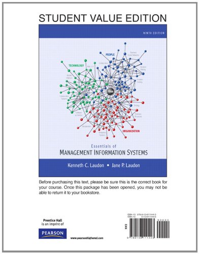 essentials of management information systems student edition laudon, kenneth c., jane p. 0136111440,