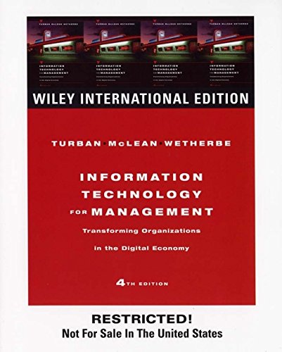 information technology for management transforming organizations in the digital economy 4th edition turbain
