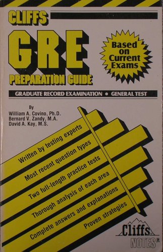 cliffs gre preparation guide greaduate record examination general test cover worn, notation edition william a