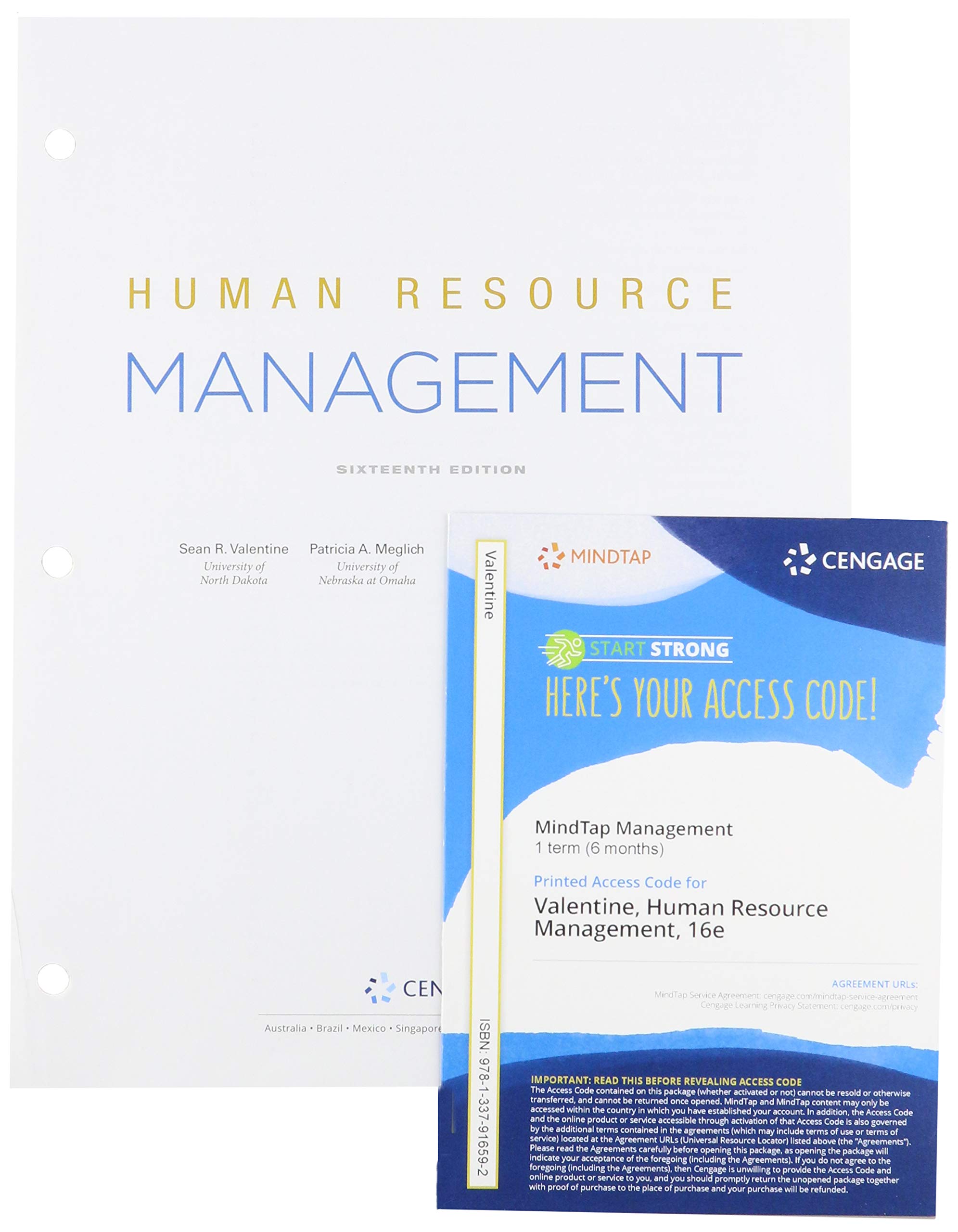 bundle human resource management loose leaf version + mindtap printed access 16th edition valentine, sean r.,