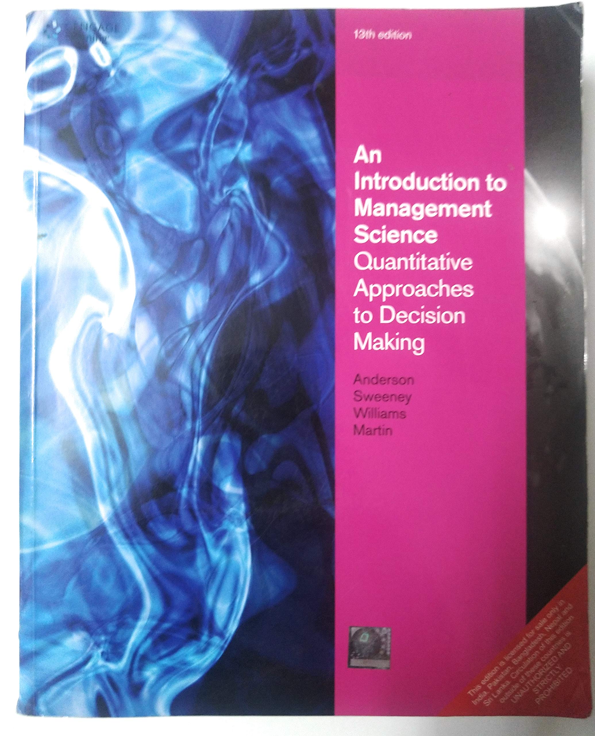 introduction to management science quantitative approaches to decision making 13th edn 13th edition anderson
