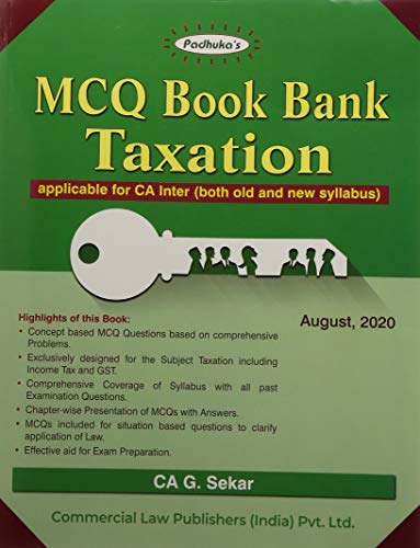 padhukas mcq book bank taxation applicable for ca inter august 2020  g. sekar 9390303222, 9789390303229