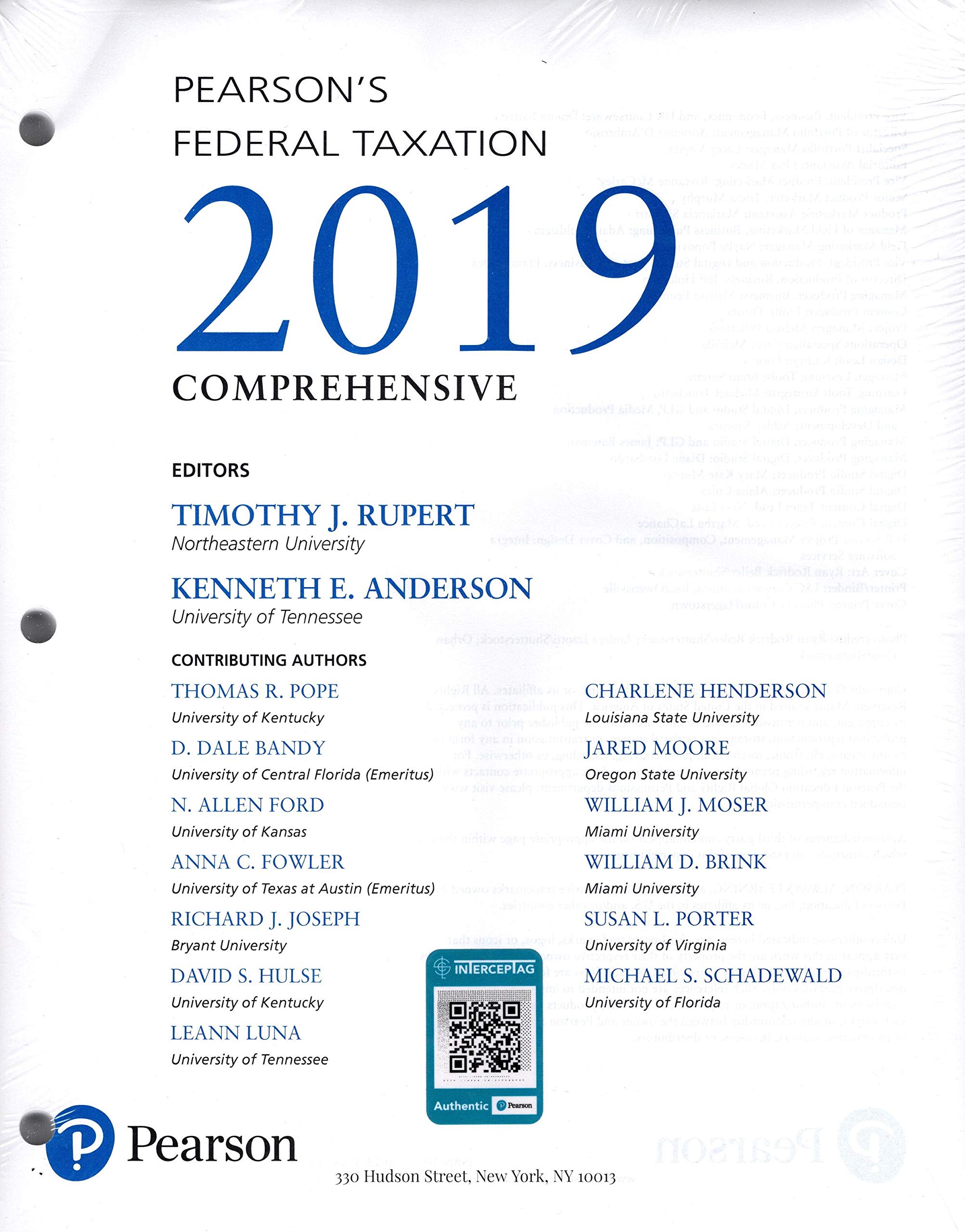 pearsons federal taxation 2019 comprehensive  timothy j. rupert, kenneth e. anderson 013473971x, 9780134739717