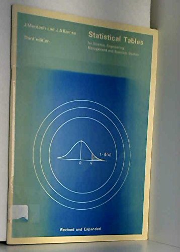 statistical tables for science engineering management and business studies 3rd edition murdoch, j., barnes,