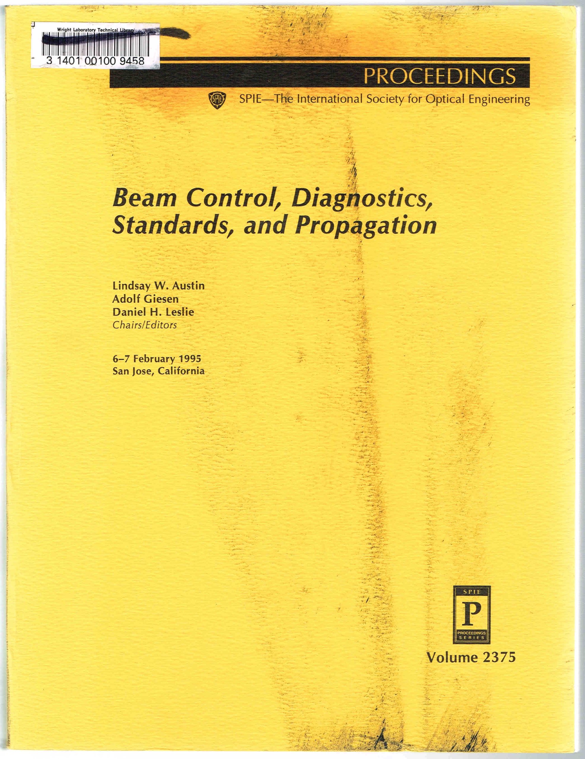 beam control diagnostics standards and propagation 6 7 february 1995 san jose california 1st edition society