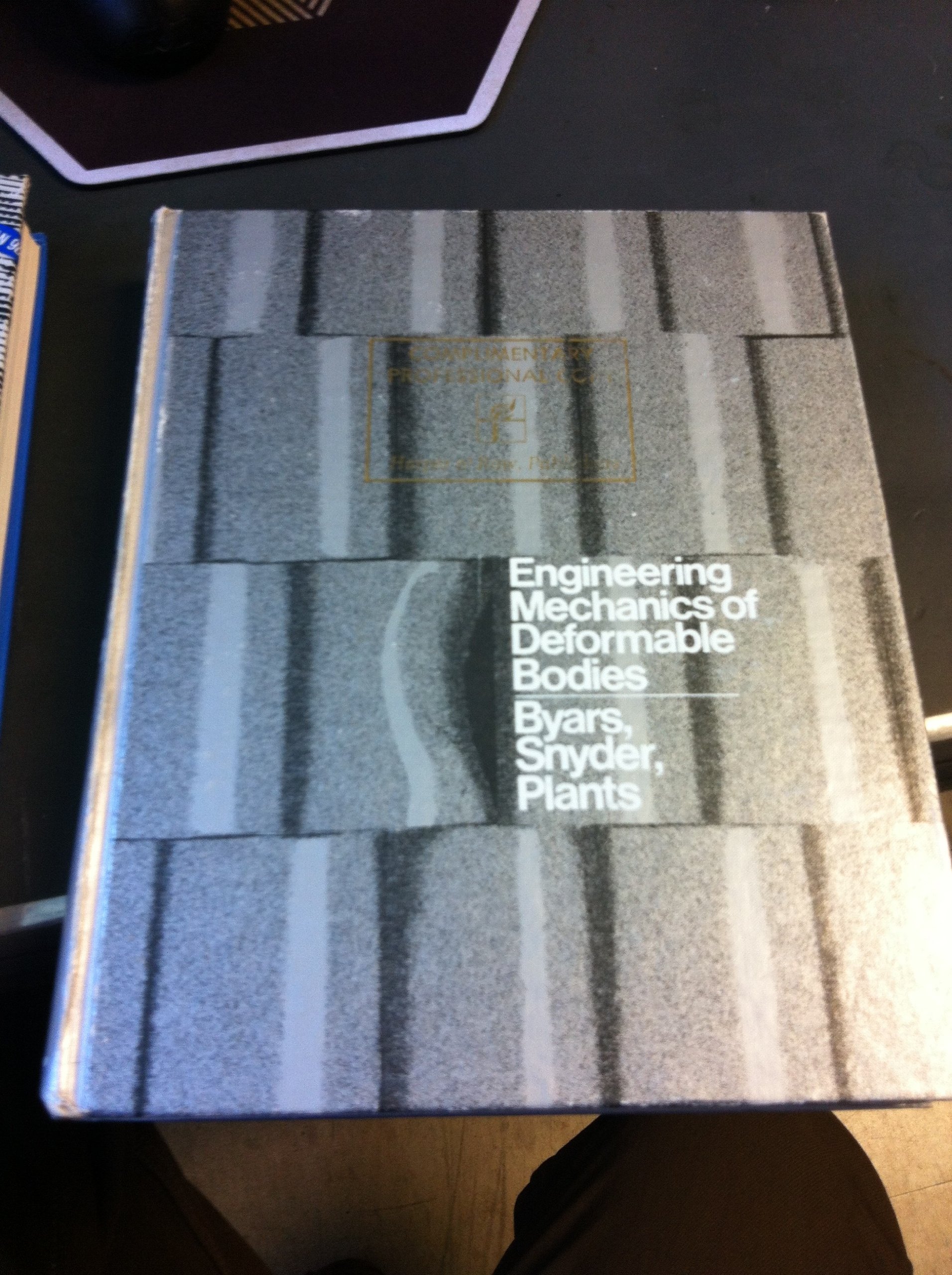 engineering mechanics of deformable bodies subsequent edition byars, edward f., snyder, robert d., plants,