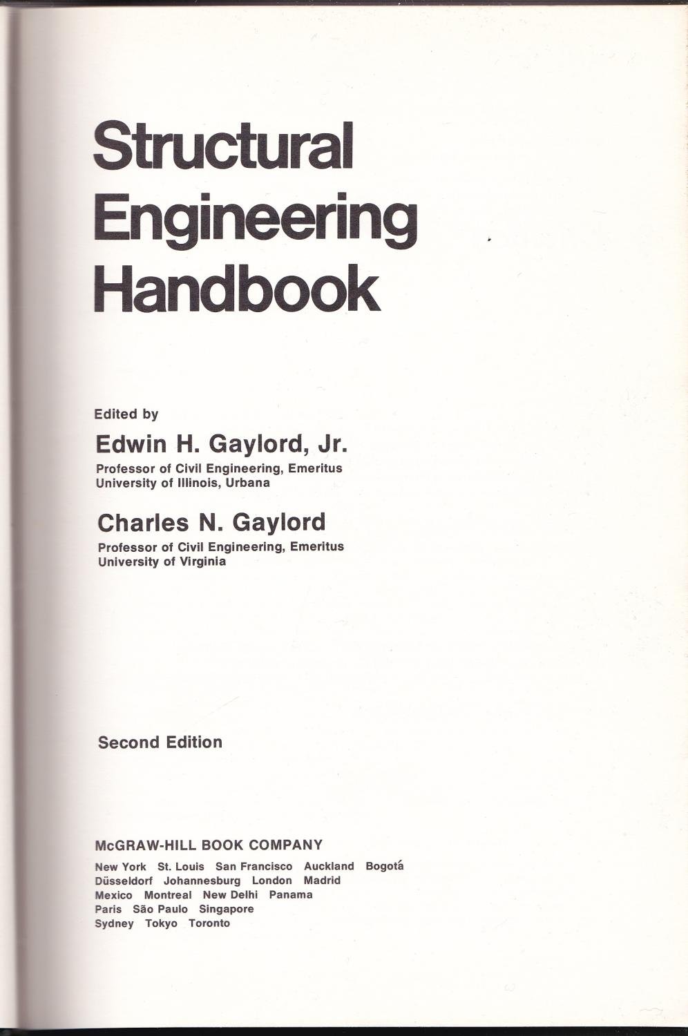 structural engineering handbook 2nd edition edwin h. gaylord 0070231230, 9780070231238
