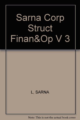corporate structure finance and operation essays on the law  lazar sarna 0459369008, 9780459369002