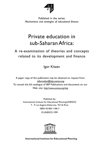 private education in sub saharan africa a re examination of theories and concepts related to its development