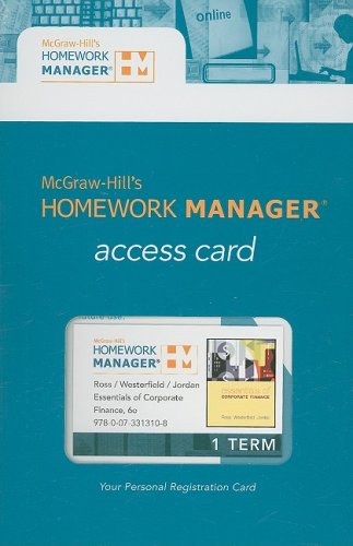 homework manager to accompany essentials of corporate finance 6th edition bradford d. jordan, stephen a.