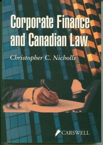 corporate finance and canadian law  nicholls, christopher c. 0459276670, 9780459276676