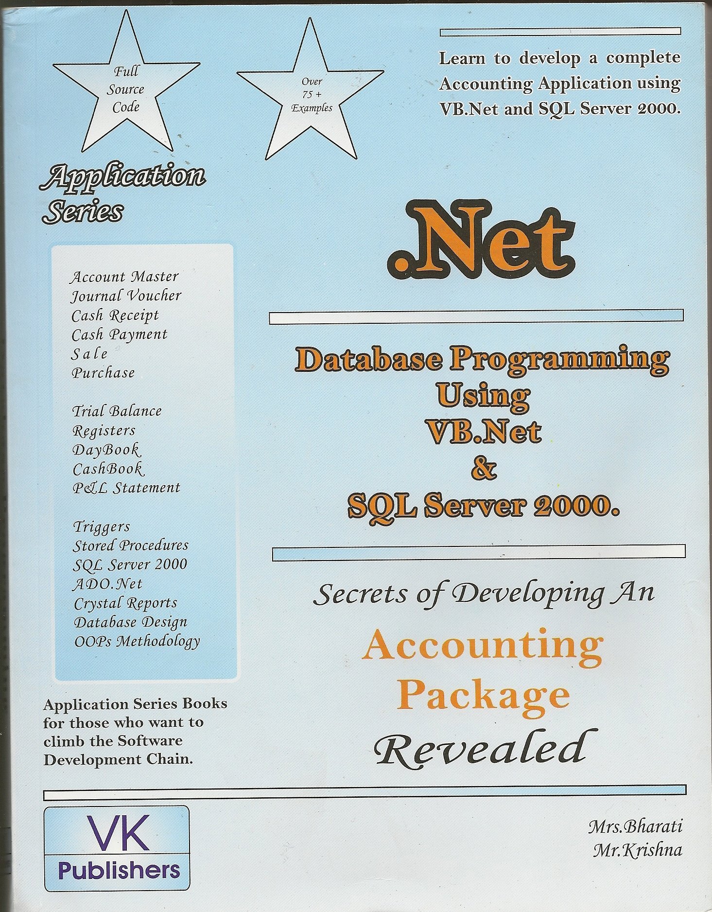 database programming using vb net and sql server 2000  bharathi krishna k., krishna k. 8190133152,