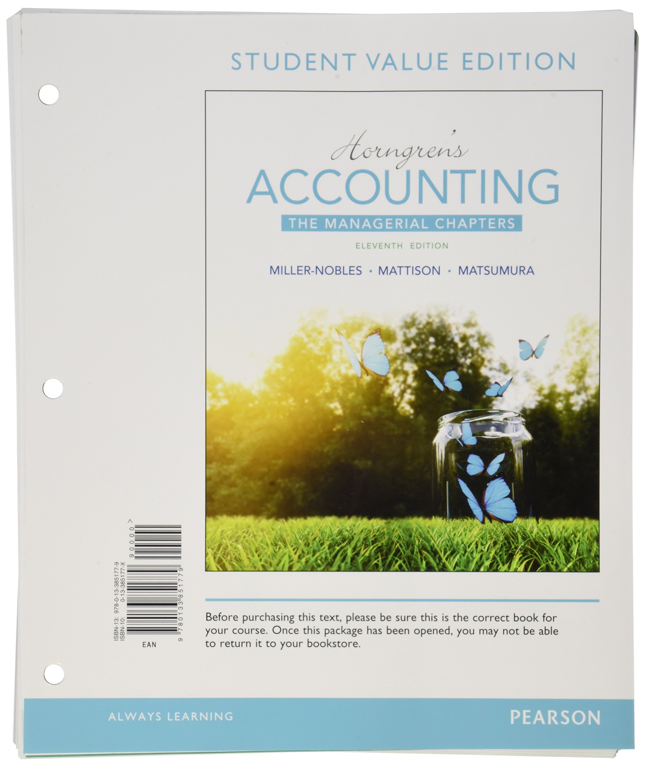 horngrens accounting the managerial chapters 11th edition miller nobles, tracie l., mattison, brenda l.,