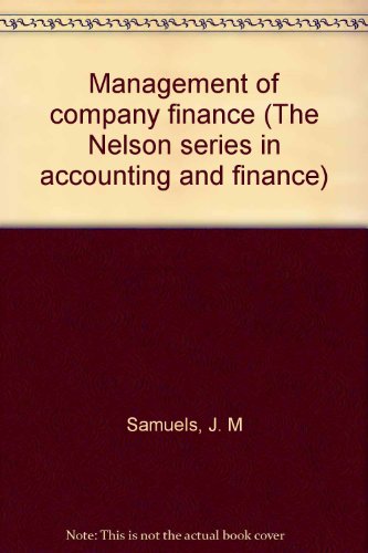 management of company finance 3rd edition samuels, j. m 0177710918, 9780177710919