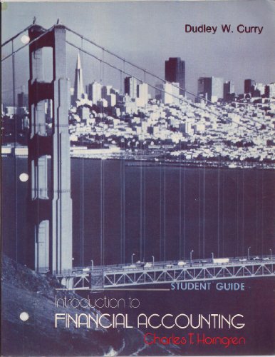 student guide introduction to financial accounting charles t horngren  curry, dudley w 0134837509,