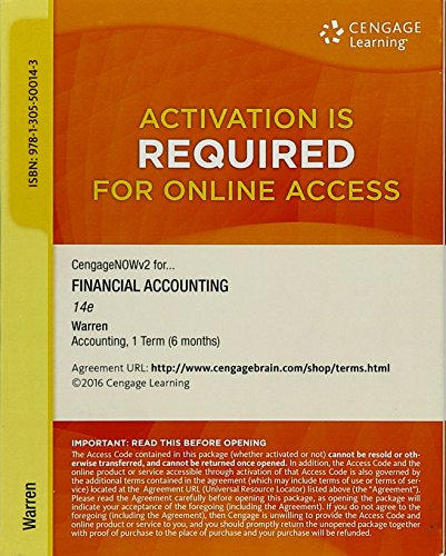 for financial accounting 14th edition warren 1305500148, 9781305500143