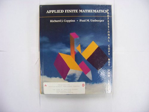 applied finite mathematics  coppins, richard j., umberger, paul m. 0201103125, 9780201103120
