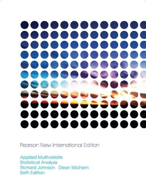 applied multivariate statistical analysis pearson new international edition 6th edition richard johnson dean