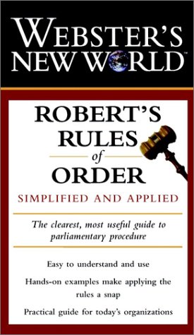 websters new world roberts rules of order simplified and applied 1st edition robert mcconnell productions
