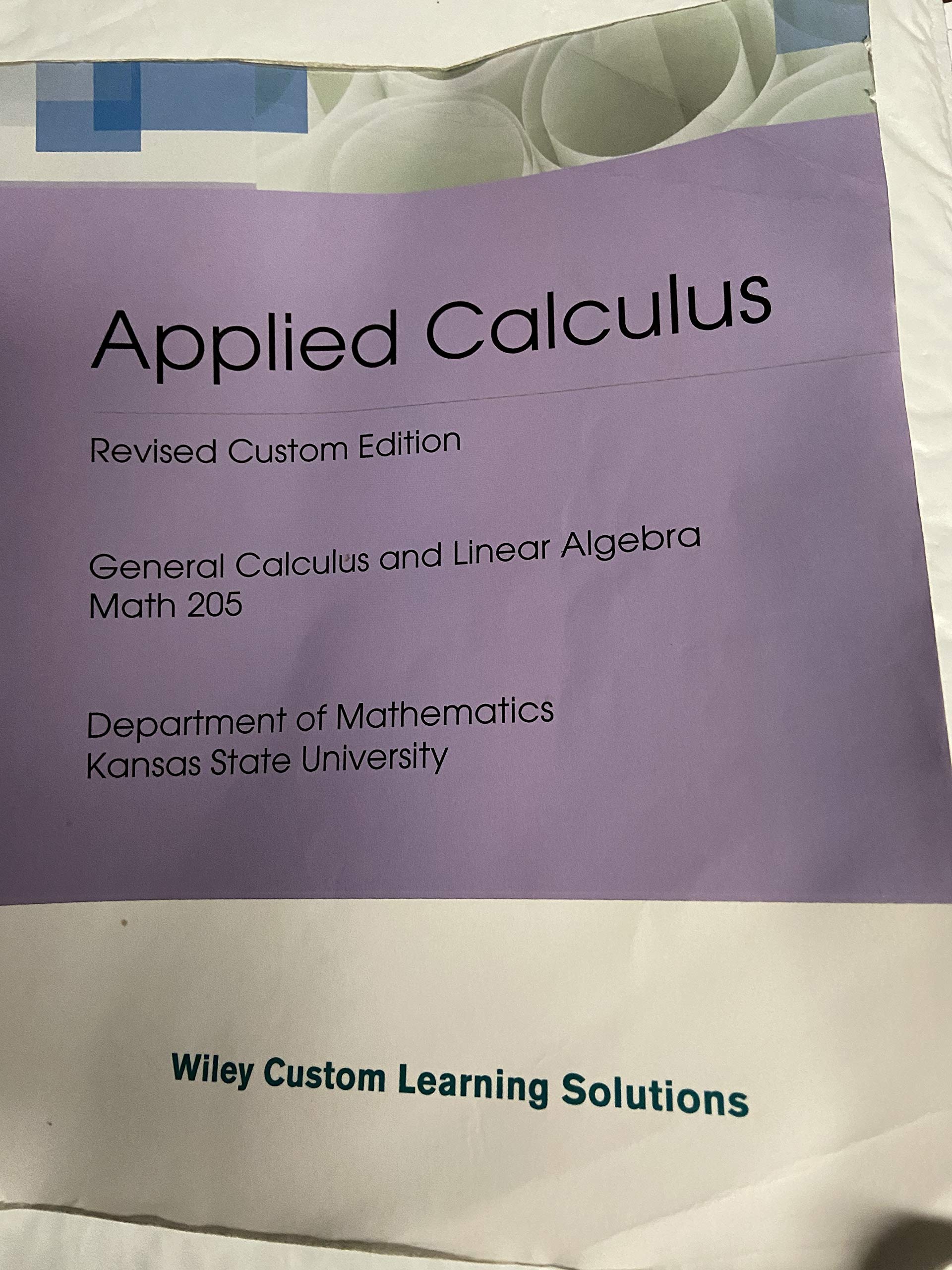 applied calculus 5th edition kansas state university 1119056292, 9781119056294