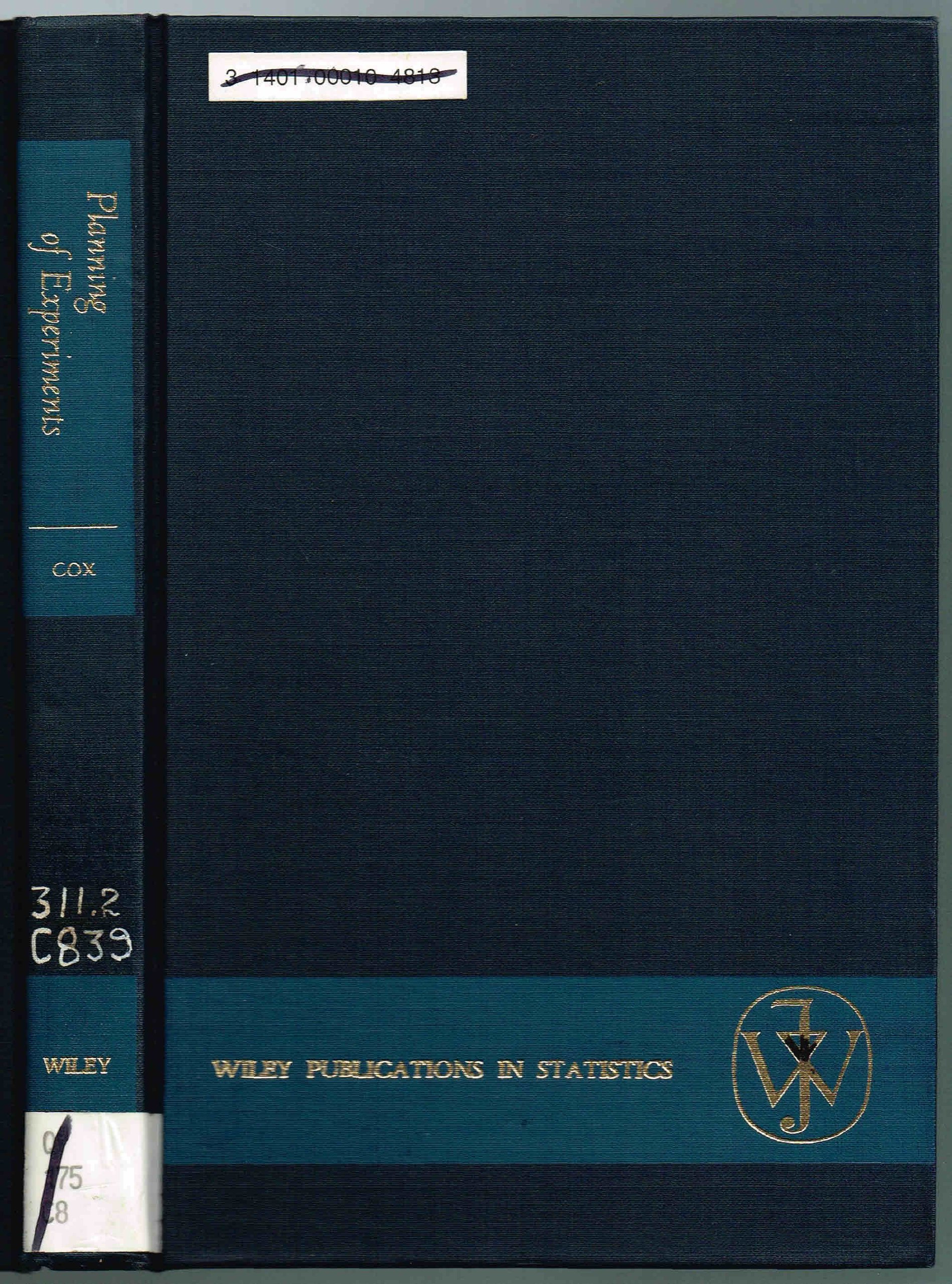 planning of experiments  cox, d. r. 0471181838, 9780471181835