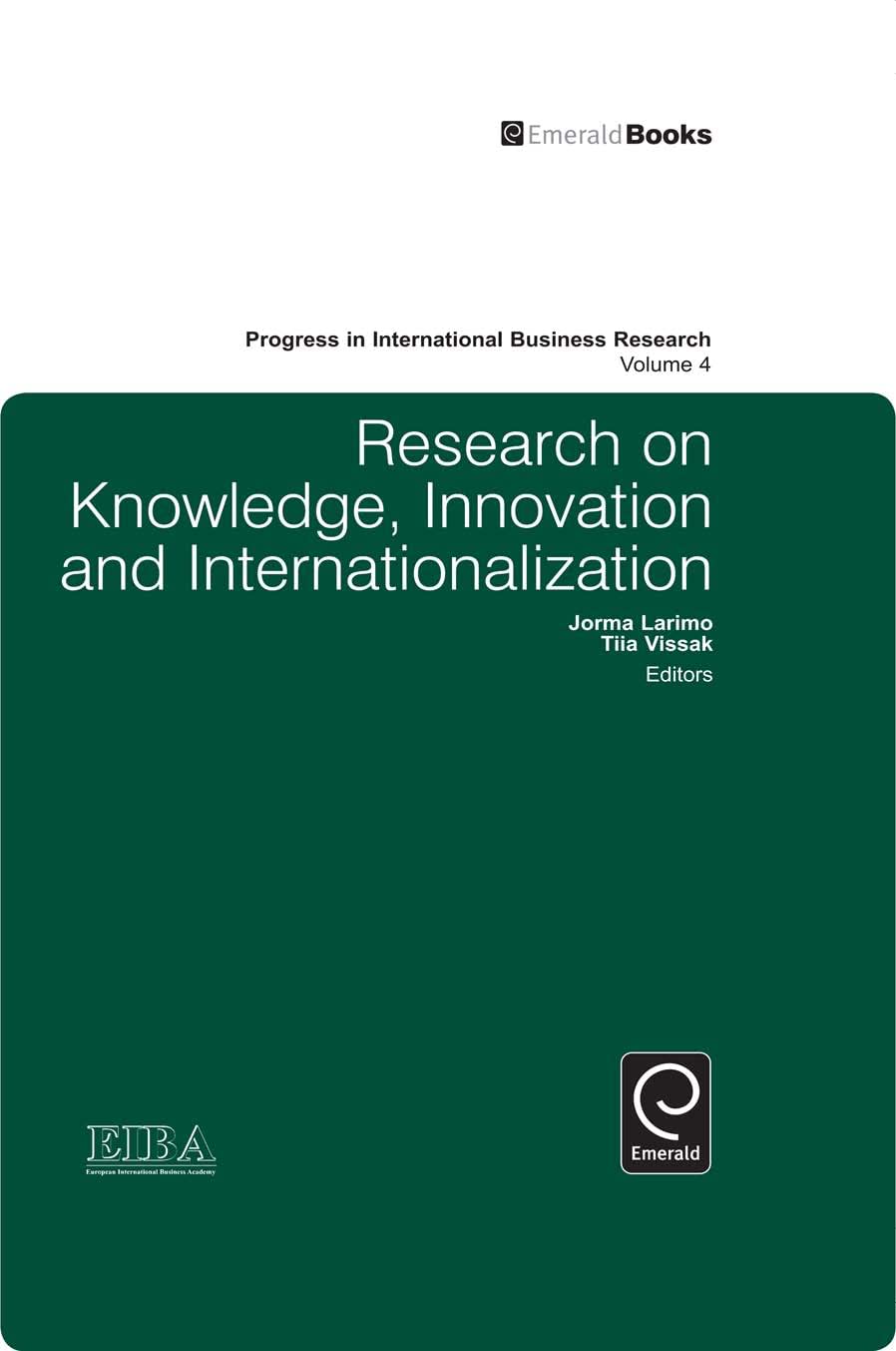 research on knowledge innovation and internationalization v 4 1st edition jorma larimo, tiia vissak