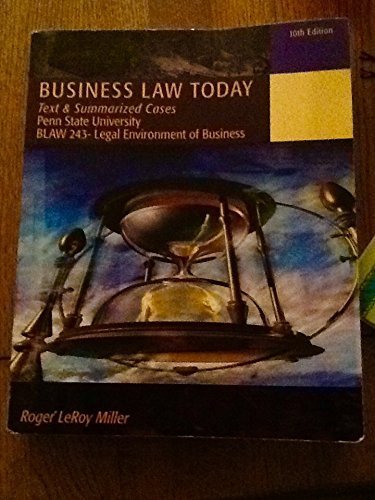business law today 10th edition 10th edition roger leroy miller 1285424212, 9781285424217