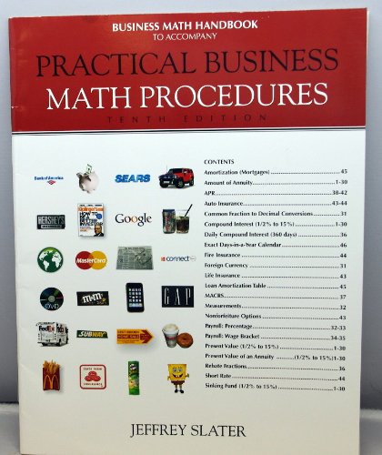 business math handbook to accompany practical business math procedures 10e 10th edition jeffrey slater