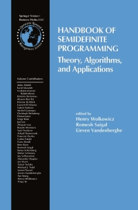 handbook of semidefinite programming 1st edition henry wolkowicz, romesh saigal, lieven vandenberghe