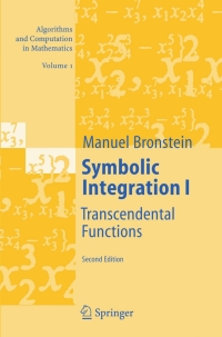 symbolic integration i 2nd edition manuel bronstein 3540214933, 9783540214939