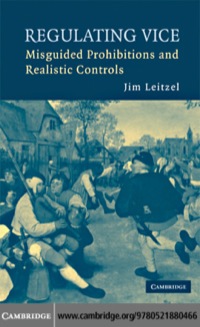 regulating vice 1st edition jim leitzel 0521880467, 9780521880466