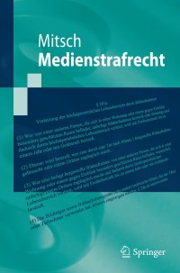 medienstrafrecht 1st edition wolfgang mitsch 3642172628, 9783642172625