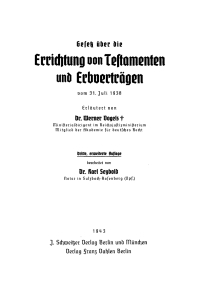 gesetz ber die errichtung von testamenten und erbvertr gen 1st edition werner vogels 3112443616,