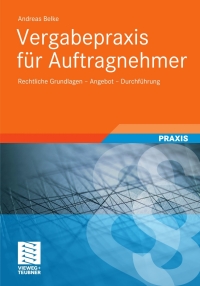 vergabepraxis f r auftragnehmer 1st edition andreas belke 3834815004, 9783834815002