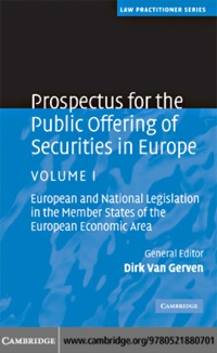 prospectus for the public offering of securities in europe volume 1 1st edition dirk van gerven 052188070x,