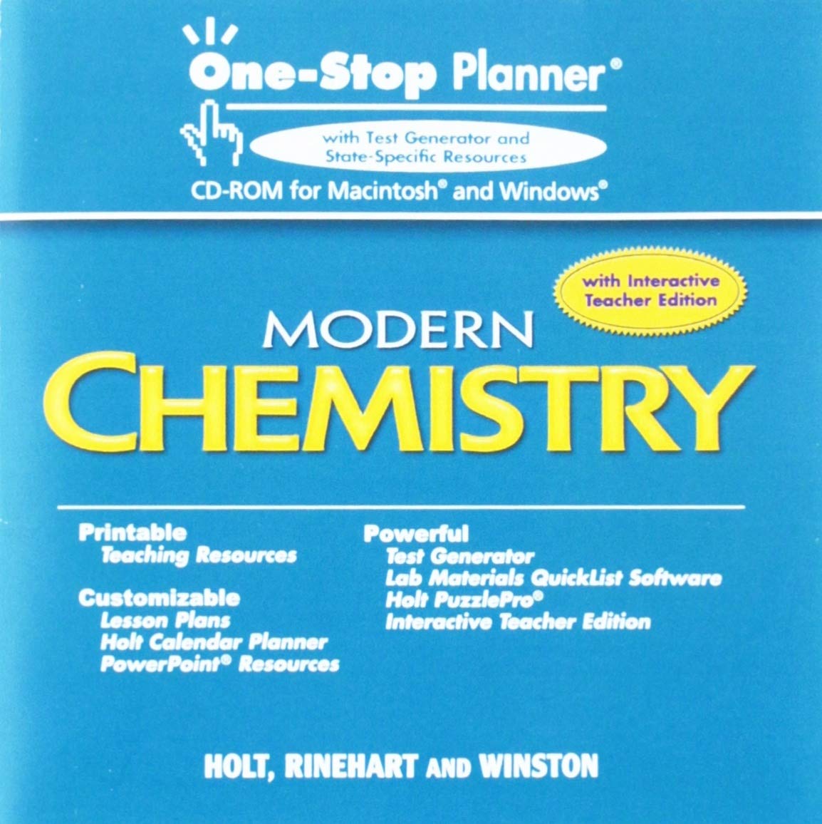 holt modern chemistry one stop planner cd rom with examview test generator 1st edition rinehart and winston