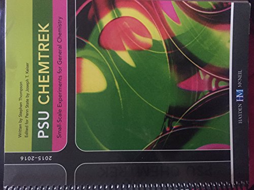 psu chemtrek small scale experiments for general chemistry 2015  stephen thompson (author) joseph t. keiser