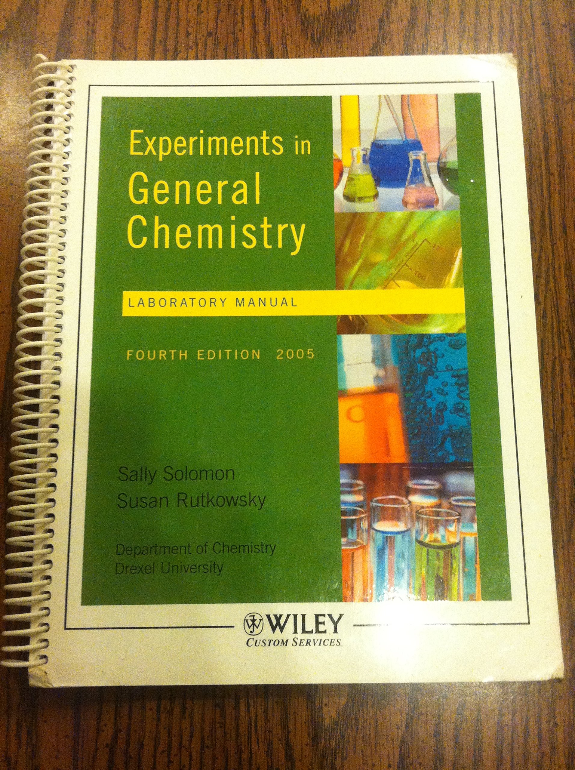 experiments in general chemistry laboratory manual 4th edition sally solomon 0471712485, 9780471712480