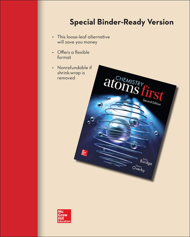 loose leaf version for chemistry atoms first 2nd edition burdge, julia, overby professor, jason 0077646487,